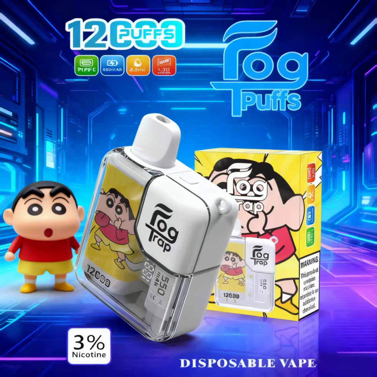Fog Trap 拉布布系列 12000口拋棄式電子煙/一次性電子煙 LABUBU 聯名款10款口味 8.5ml 大容量・LCD 顯示・Type-C 充電 台灣現貨